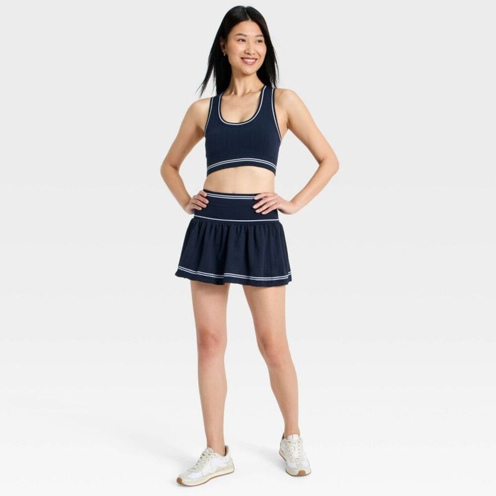 all in motion Navy Blue Athletic Skort with White Stripe Detail - Picture 3 of 4